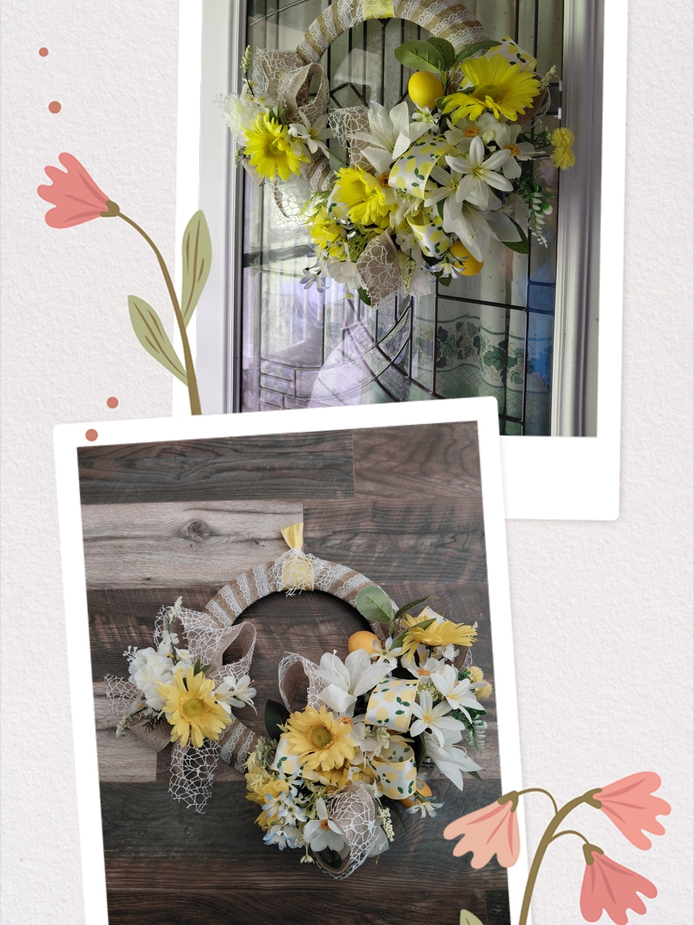 Yellow and White with Lemons Floral Spring/Summer Wreath - Picture 3 of 12